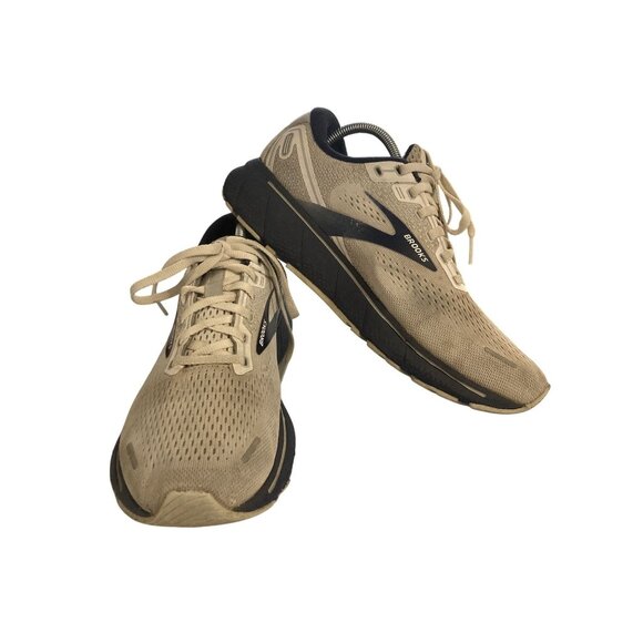 Brooks Ghost 14  Men size 8.5 Beige Navy Lightweight Mesh Sneakers Running Shoes - Picture 1 of 8